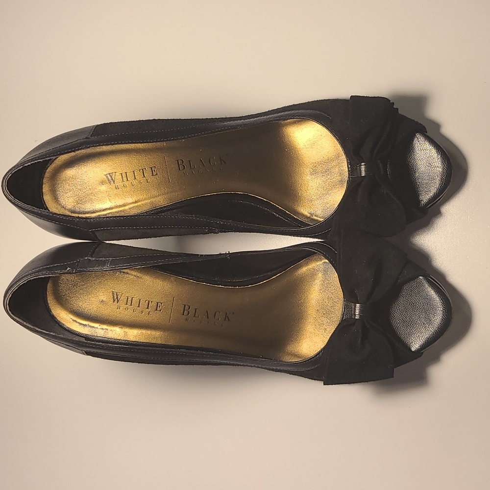 White House Black Market Black Peep Toe Wedge